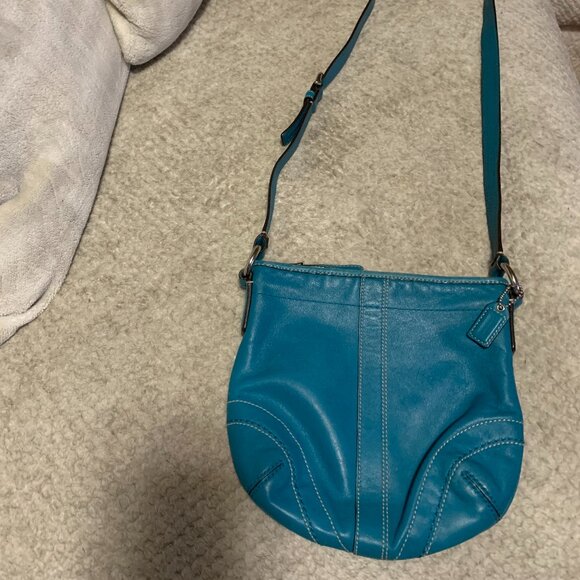 Vintage Teal/Turquoise Coach Leather Bag - Picture 1 of 5